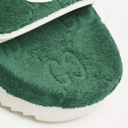 Gucci Green GG Fabric Flat Slide Sandals Size 42