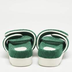 Gucci Green GG Fabric Flat Slide Sandals Size 42
