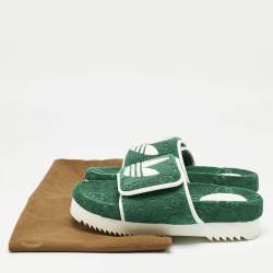Gucci Green GG Fabric Flat Slide Sandals Size 42