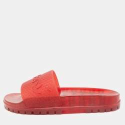Gucci x Adidas Red Rubber Adilette Pool Slide Sandals Size 42