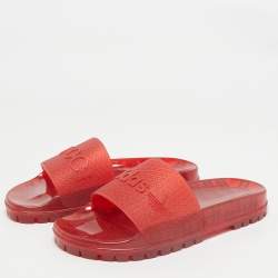 Gucci x Adidas Red Rubber Adilette Pool Slide Sandals Size 42