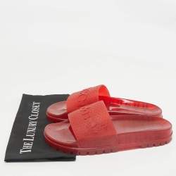 Gucci x Adidas Red Rubber Adilette Pool Slide Sandals Size 42
