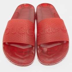 Gucci x Adidas Red Rubber Adilette Pool Slide Sandals Size 42