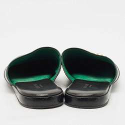Gucci Black Leather Horsebit Flat Slides Size 41