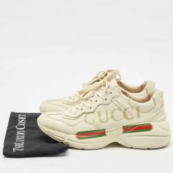 Gucci Cream Leather Rhyton Sneakers Size 41.5
