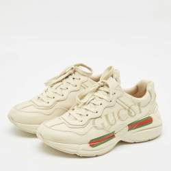 Gucci Cream Leather Rhyton Sneakers Size 41.5