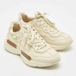 Gucci Cream Leather Rhyton Sneakers Size 41.5