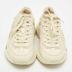 Gucci Cream Leather Rhyton Sneakers Size 41.5
