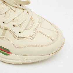 Gucci Cream Leather Rhyton Sneakers Size 41.5