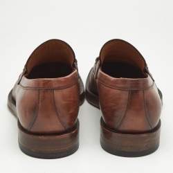 مملوكة مسبقًا حذاء لوفرز غوتشي هورسبيت جلد بني مقاس 42