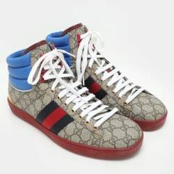 Gucci Multicolor GG Coated Canvas and Nylon Ace High Top-Sneakers Size 43