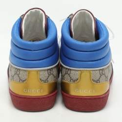 Gucci Multicolor GG Coated Canvas and Nylon Ace High Top-Sneakers Size 43