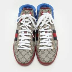 Gucci Multicolor GG Coated Canvas and Nylon Ace High Top-Sneakers Size 43