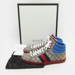 Gucci Multicolor GG Coated Canvas and Nylon Ace High Top-Sneakers Size 43