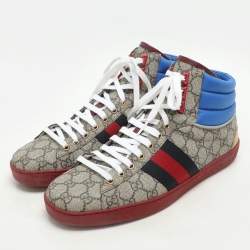 Gucci Multicolor GG Coated Canvas and Nylon Ace High Top-Sneakers Size 43
