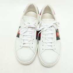 Pre Owned Gucci White Leather Ace Low Top Sneakers Size 44