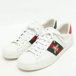 Pre Owned Gucci White Leather Ace Low Top Sneakers Size 44