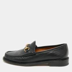 Gucci Black Leather Horsebit Slip On Loafers Size 43