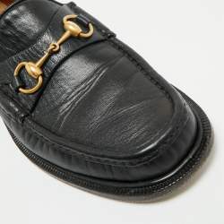 Gucci Black Leather Horsebit Slip On Loafers Size 43