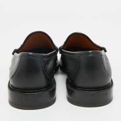 Gucci Black Leather Horsebit Slip On Loafers Size 43