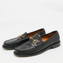 Gucci Black Leather Horsebit Slip On Loafers Size 43