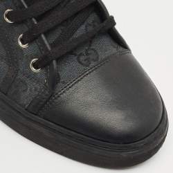 Pre Owned Gucci Black GG Canvas and Leather High Top Sneakers Size 40
