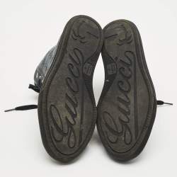 Pre Owned Gucci Black GG Canvas and Leather High Top Sneakers Size 40