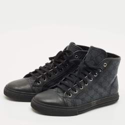 Pre Owned Gucci Black GG Canvas and Leather High Top Sneakers Size 40