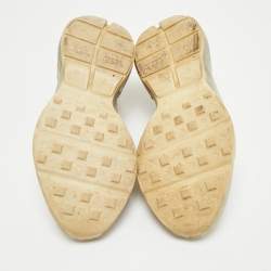 Pre Owned Gucci Off White Leather Distressed Rhyton Sneakers Size 46.5