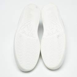Pre Owned Gucci White Perforated Interlocking G Leather Ace Sneakers Size 42