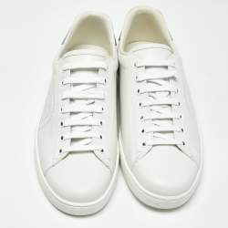 Pre Owned Gucci White Perforated Interlocking G Leather Ace Sneakers Size 42