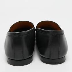 Pre Owned Gucci Black Leather Jordaan Slip On Loafers Size 41.5