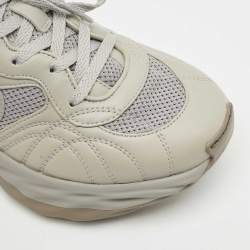 Pre Owned Gucci Dark Grey/Cream Leather  Ripple Interlocking G Low Top Sneakers Size 41.5