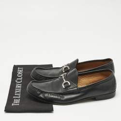 Pre Owned Gucci Black Leather Horsebit Slip On Loafers Size 43