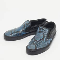 Pre Owned Gucci Black/Blue  Python And Leather Slip On Sneakers Size 42.5