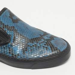 Pre Owned Gucci Black/Blue  Python And Leather Slip On Sneakers Size 42.5