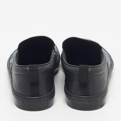 Pre Owned Gucci Black/Blue  Python And Leather Slip On Sneakers Size 42.5