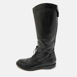 Gucci Black Leather Knee Length Rider Boots Size 42.5