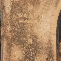 Pre Owned Gucci Black Leather and Fur Princetown Flat Mules Size 43