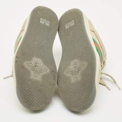 مملوكة مسبقًا حذاء رياضي غوتشي بكعب منخفض قماش جي جي ونوبوك كريمي مقاس 39