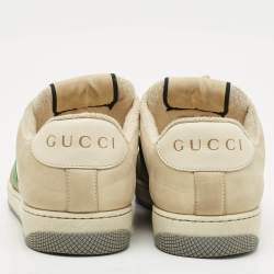 مملوكة مسبقًا حذاء رياضي غوتشي بكعب منخفض قماش جي جي ونوبوك كريمي مقاس 39