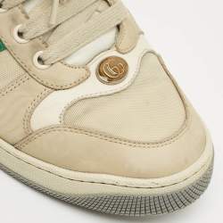 مملوكة مسبقًا حذاء رياضي غوتشي بكعب منخفض قماش جي جي ونوبوك كريمي مقاس 39