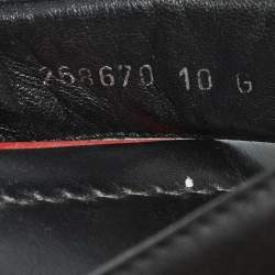 Pre Owned Gucci Black GG Leather Web Detail Thong Flat Sandals Size 44