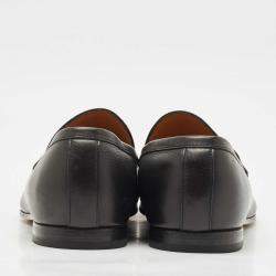 Pre Owned Gucci Black Leather Jordaan Loafers Size 43