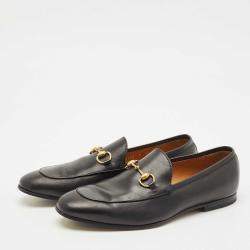 Pre Owned Gucci Black Leather Jordaan Loafers Size 43