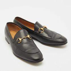 Pre Owned Gucci Black Leather Jordaan Loafers Size 43