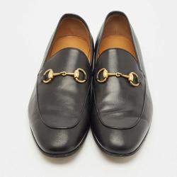 Pre Owned Gucci Black Leather Jordaan Loafers Size 43