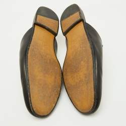 Pre Owned Gucci Black Tiger Embroidered Leather Princetown Horsebit Flat Mules Size 41