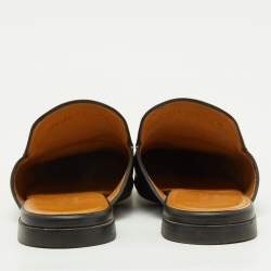 Pre Owned Gucci Black Tiger Embroidered Leather Princetown Horsebit Flat Mules Size 41
