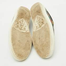 Pre Owned Gucci Black Leather Bee and Star Embroidered Ace Low Top Sneakers Size 41